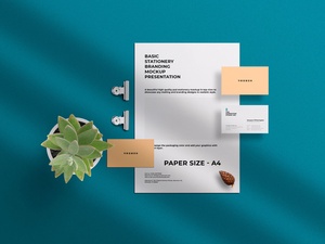 Maqueta de papelería de tarjeta de negocios simple y membrete