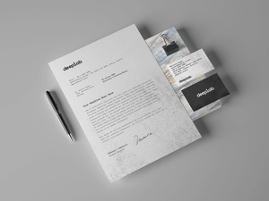 Simple Business Card & Letterhead Stationery Mockup Set