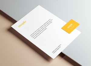 Simple Letterhead With Business Card Mockup