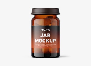 Amber Capsules Jar Mockup