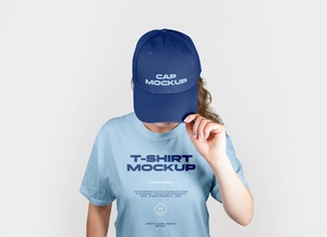 Snapback Hat & T-Shirt Mockup