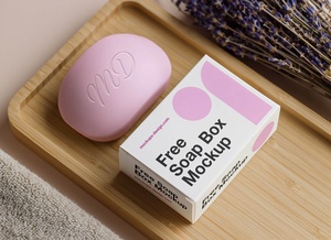 Soap Bar & Packaging Box Mockup