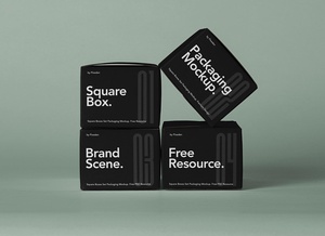 正方形のボックスセットパッケージモックアップ