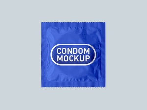Square Condom Sachet Packaging Mockup Set