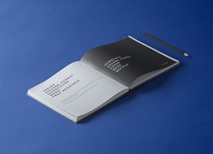 Square Hardcover Opened Book Mockup