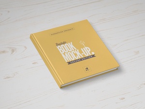 Square Hardcover Title & Opened Book Mockup