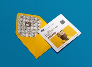 Square Invitation Card & Envelope Mockup