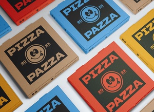 Maqueta de caja de pizza cuadrada