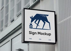 Mounted Square Sign Logo Mockup