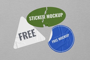 Square, Triangle, Round & Rectangle Sticker Mockup