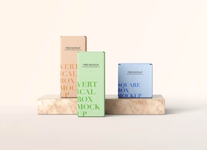 Square & Vertical Product Boxes Mockup Set