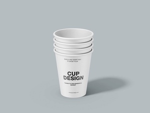 Stacked Paper Coffee Cups Mockup Set