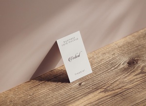 Standing Against Wall Vertical Business Card Mockup