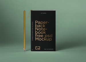 Standing Paperback Notebook Mockup