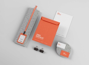 Stationery With ID Card Mockup