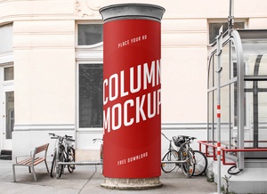 Street Column Advertising Mockup