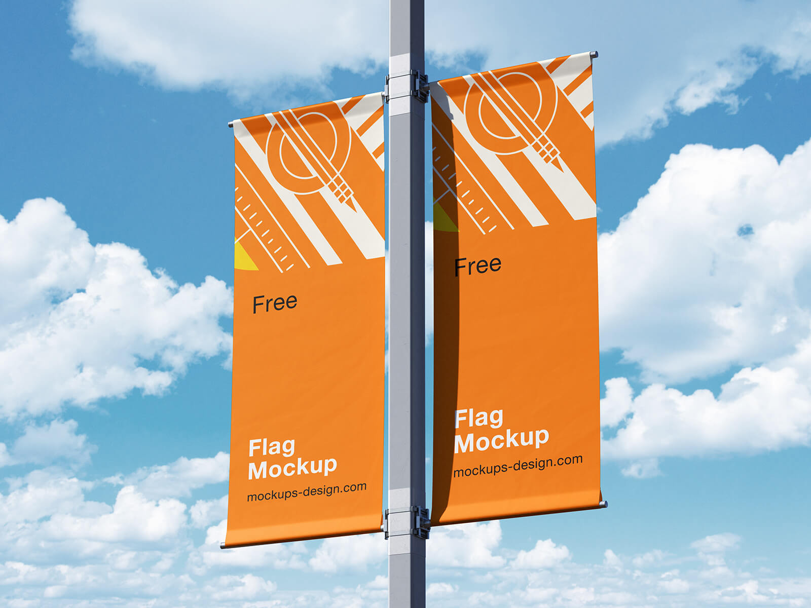 Street Pole Flag Banner Mockup Set
