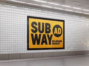 地下鉄の広告看板のモックアップ