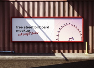 Sunlight Shadow Street Billboard Mockup