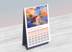 Table / Desk Calendar 2021 Mockup