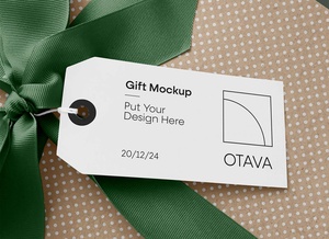 Tag On Gift Box Mockup