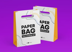 Take Away Paper Bag Packaging Mockup Set