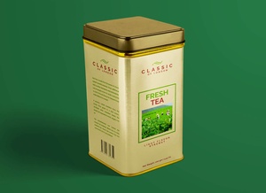 Maqueta de caja de té lata