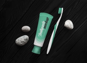 Toothpaste With Toothbrush Mockup