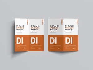 Верхне вид DL Bi-Fold Brochure Mockup