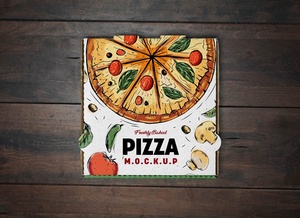 Mockup de caja de pizza de vista superior