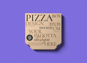 Mockup de caja de pizza de vista superior