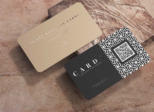 Top View Rounded Corner Business Card Mockup