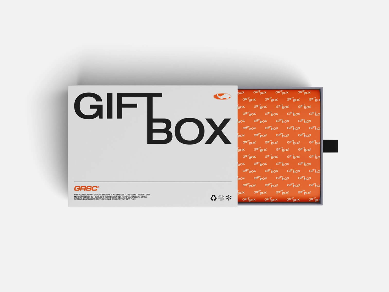 Maqueta de caja de regalo con diapositiva de vista superior