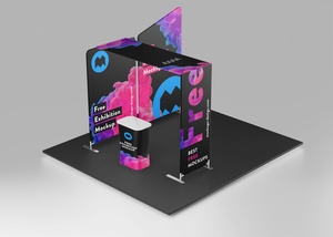 Trade Show Exhibition Display Booth Stand Mockup Set