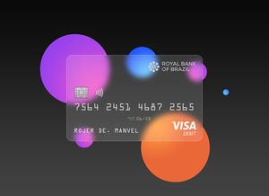 透明なデビット /クレジットカードのモックアップ