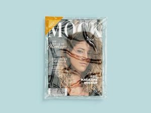 Transparent Foil Magazine Title Mockup Set