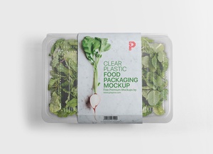 Прозрачная пластиковая овощная / пищевая упаковка макета