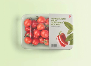 Maqueta de contenedores de verduras / alimentos transparentes