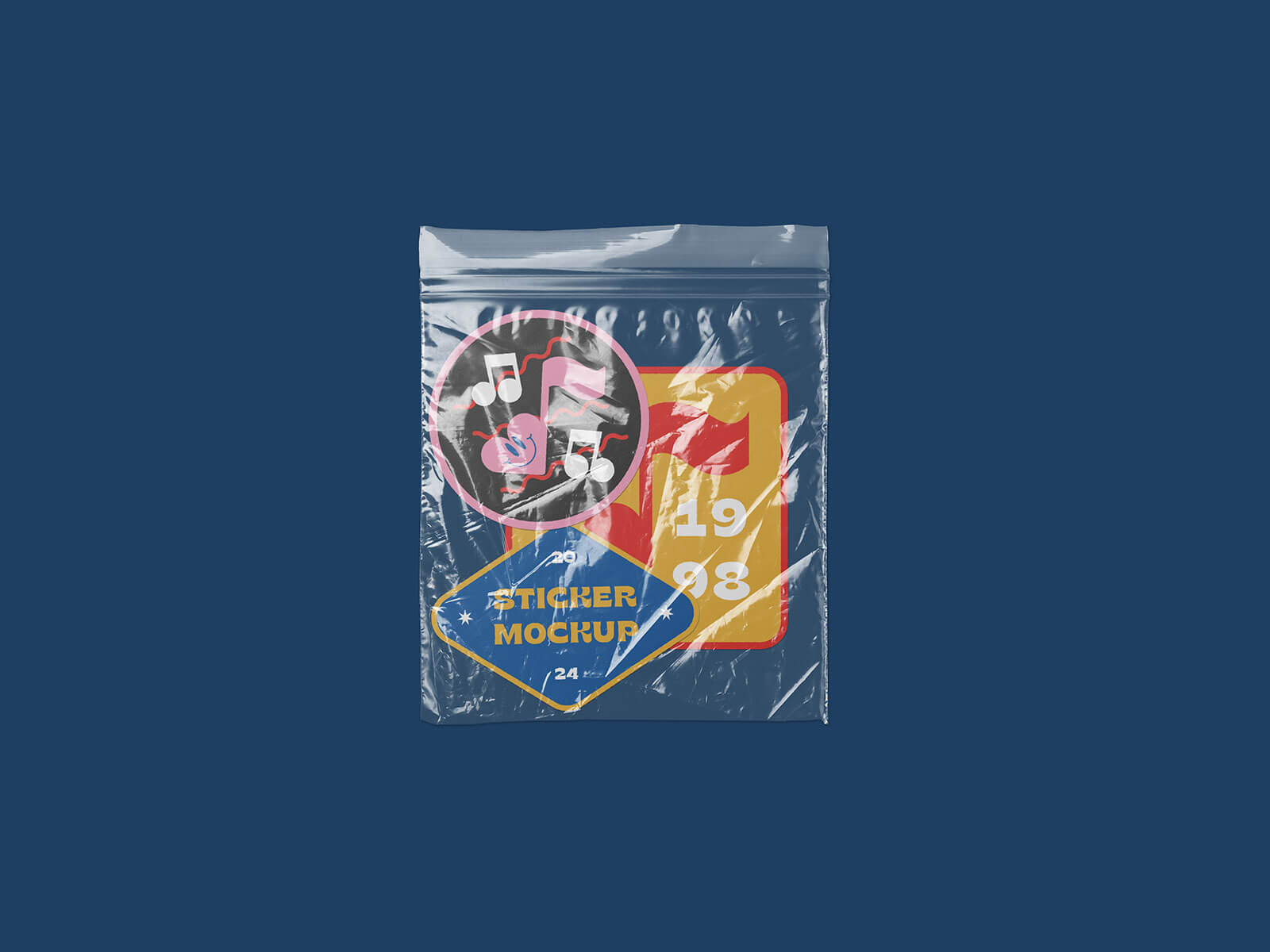 Transparent Zip Lock Pouch With Stickers Mockup