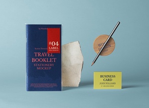Travel Booklet & Business Card Mockup