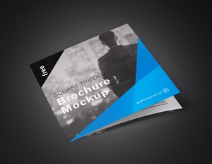 Tri-Fold (3 Fold) Square Brochure Mockup Set