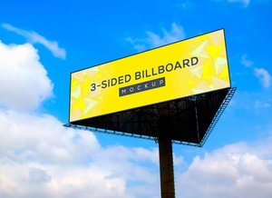 Triangle / 3-Sided Unipole Billboard Mockup