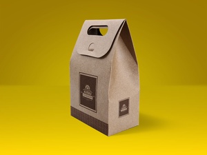 Tuck Lid Kraft Paper Pouch Packaging Mockup