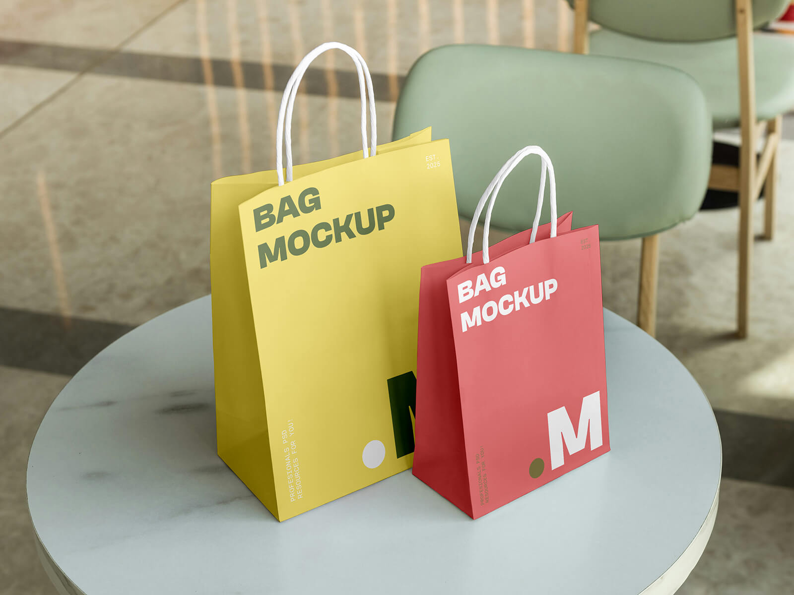 Two Paper Shopping Bags Mockup