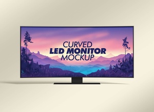 Ultra Wide Curved LED Monitor Mockup