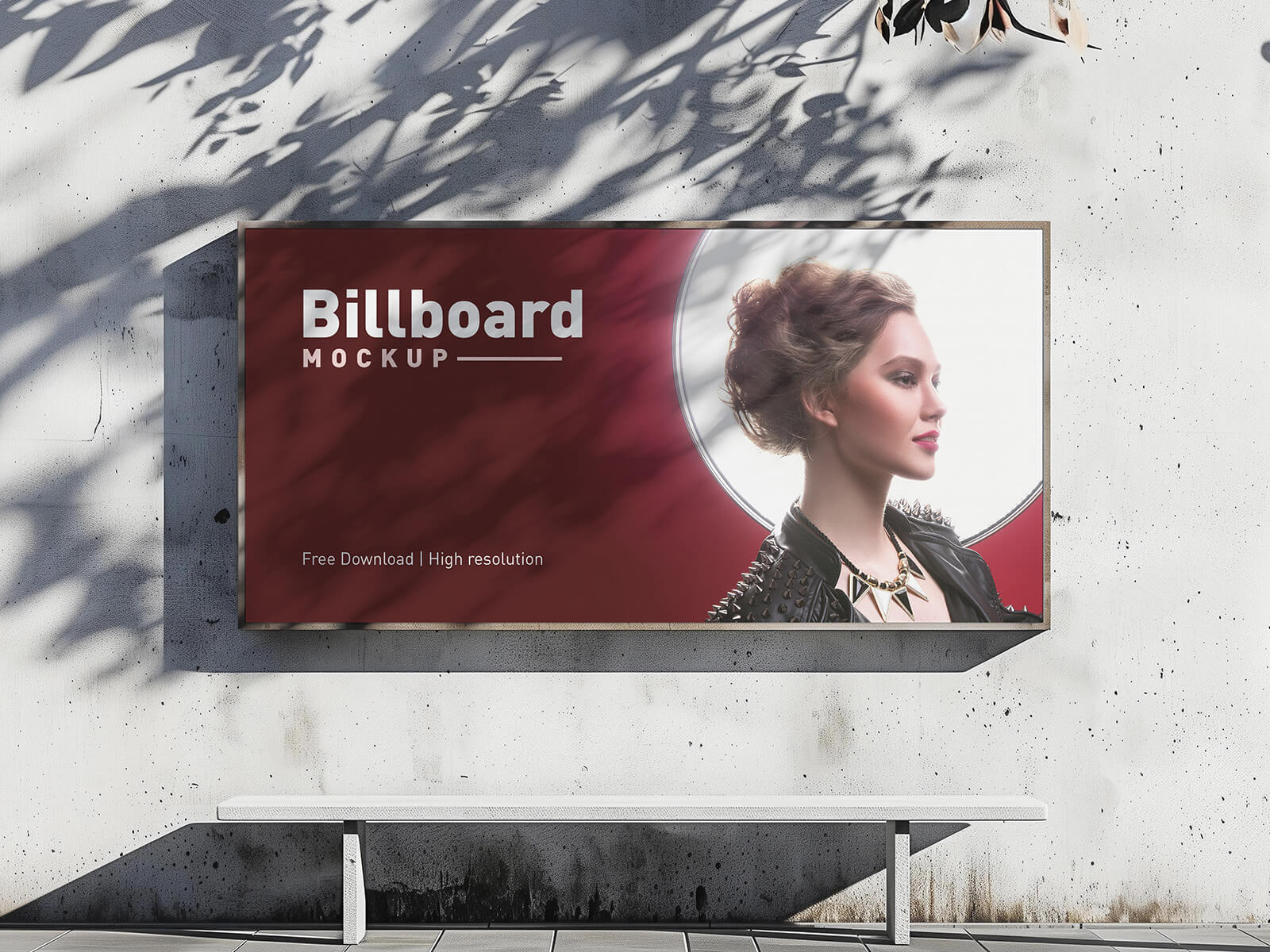 Under Tree Shadow Mounted Billboard Mockup