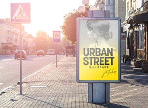 Urban Street Vertical Billboard Mockup