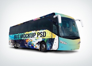 Vehicle Branding Travel Coach Bus Mockup