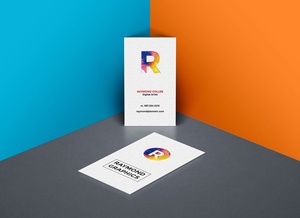 Vertical Double-Sided Business Card Mockup