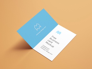 Vertical Folded Business Card Mockup Set